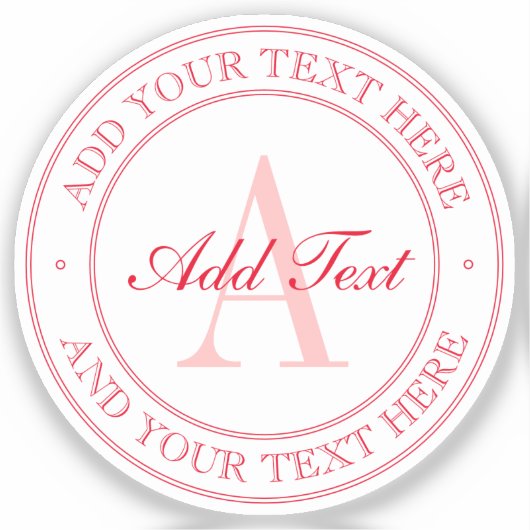 Eleganter roter bearbeitbarer Text Transparenter A Aufkleber (Vorderseite)