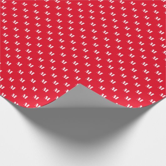 Eleganter roter, benutzerdefinierter Monogramm-Anf Geschenkpapier (Ecke)
