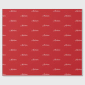 Eleganter, roter, benutzerdefinierter Skriptname W Geschenkpapier (Flach)