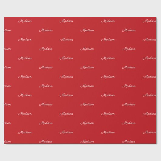 Eleganter, roter, benutzerdefinierter Skriptname W Geschenkpapier (Flach)