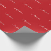 Eleganter, roter, benutzerdefinierter Skriptname W Geschenkpapier (Ecke)