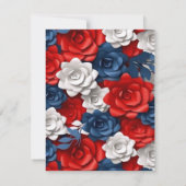 Eleganter Roter Blauer Blumengarten Einladung (Rückseite)