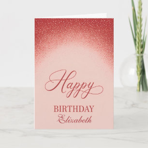 Eleganter roter Blush-Gradient-Geburtstag Karte