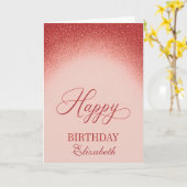 Eleganter roter Blush-Gradient-Geburtstag Karte (Gelbe Blume)