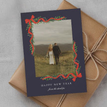 Eleganter Roter Bow mit Grün Foto Neues Jahr