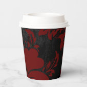 Eleganter roter Damast Weihnachtsgeschmack elegant Pappbecher (Rückseite)