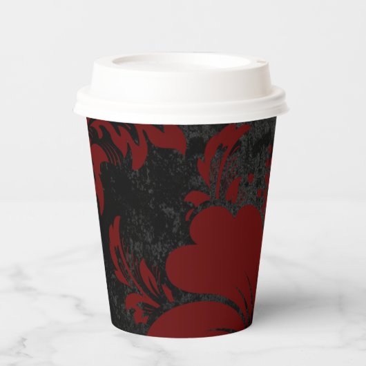 Eleganter roter Damast Weihnachtsgeschmack elegant Pappbecher (Vorderseite)