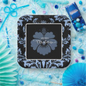 Eleganter, roter Damast Weihnachtsstanzkreuz Telle Pappteller (Party)