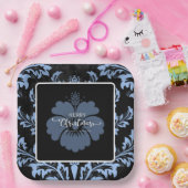 Eleganter, roter Damast Weihnachtsstanzkreuz Telle Pappteller (Party)