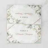 Eleganter, roter Eukalyptus-goldfarbener Rahmen Platzkarte (Außenseite Aufgefaltet)