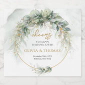 Eleganter, roter Eukalyptus-goldfarbener Rahmen Schaumweinetikett (Einzelnes Label)