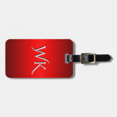 Eleganter roter Farbverlauf bis Schwarz Monogramm Gepäckanhänger (Vorderseite horizontal)