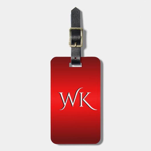 Eleganter roter Farbverlauf bis Schwarz Monogramm Gepäckanhänger (Vorderseite vertikal)