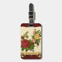 Eleganter roter gelber Rosen-Damast-Vintage