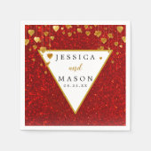 Eleganter Roter Glitzer Hochzeitscocktail Napkin Serviette (Vorderseite)