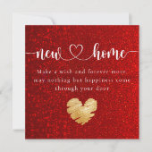 Eleganter Roter Glitzer Neue Zuhause Housewarming- Dankeskarte (Vorderseite)
