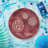 Eleganter Roter Glitzer Ornaments Frohe Weihnachte Pappteller (Party)