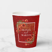 Eleganter Roter Glitzer Poppy Bloom Wedding Paper Pappbecher (Rückseite)