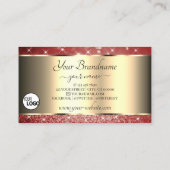 Eleganter Roter Glitzer Sparkle Stars und Logos Visitenkarte (Rückseite)