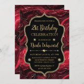 Eleganter Roter Glitzer Strata Vintager Rahmen Geb Einladung (Vorne/Hinten)