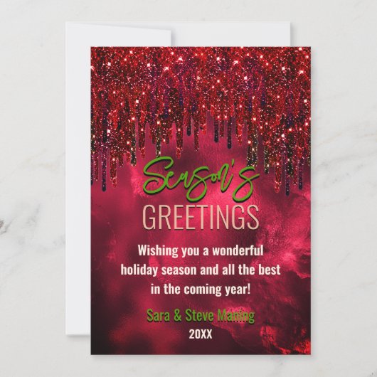 Eleganter, roter Glitzer Tropfen Weihnachten (Vorderseite)