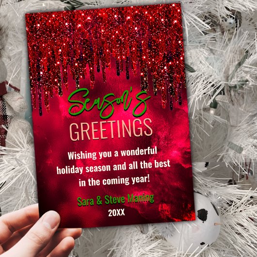 Eleganter, roter Glitzer Tropfen Weihnachten