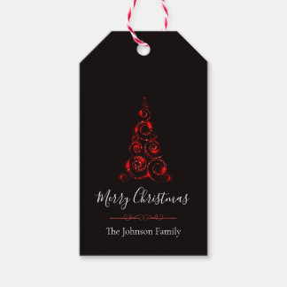 Eleganter Roter Glitzer Weihnachtsbaum Geschenkanhänger