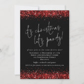 Eleganter Roter Glitzer Zu Weihnachten Lasse Party Einladung (Vorderseite)