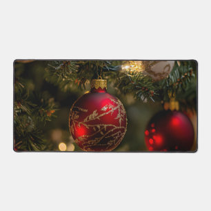 Eleganter roter goldener Weihnachtsfeiertagsbaum Schreibtischunterlage