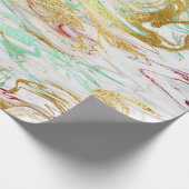 Eleganter, roter goldgrüner Marmor-Look Geschenkpapier (Ecke)