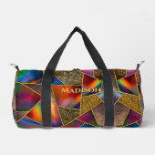 Eleganter roter goldholografischer geometrischer duffle bag (Vorderseite)