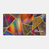 Eleganter roter goldholografischer geometrischer schreibtischunterlage (Vorderseite)