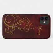 Eleganter roter Goldstrudel Case-Mate iPhone Hülle (Rückseite (Horizontal))