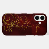 Eleganter roter Goldstrudel Case-Mate iPhone Hülle (Rückseite (Horizontal))
