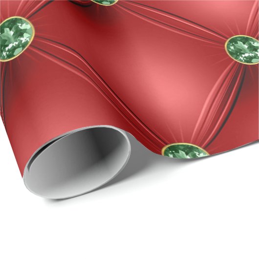 Eleganter Roter Grüner Glam Bling Urlaub Geschenkpapier (Rolleneckpunkt)