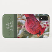 Eleganter roter grüner Monogramm-Name des Case-Mate iPhone Hülle (Rückseite (Horizontal))