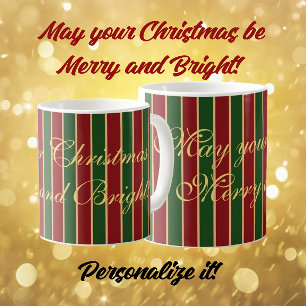 Eleganter roter grüner Streifen personalisierter F Kaffeetasse