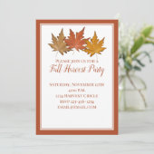 Eleganter Roter Herbst Herbstlaub Klassische Ernte Einladung (Stehend Vorderseite)