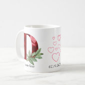Eleganter roter Herz-Blumen- Buchstabe C Anfangsbu Kaffeetasse (Vorderseite Links)