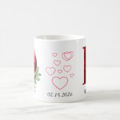 Eleganter roter Herz-Blumen- Buchstabe C Anfangsbu Kaffeetasse (Mittel)