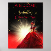 Eleganter Roter Imitat Glitzer Quinceañera | Gebur Foliendrucke (Vorderseite)