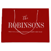 Eleganter Roter Individuelle Name Weihnachten Große Geschenktüte (Vorderseite)