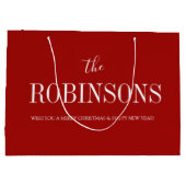 Eleganter Roter Individuelle Name Weihnachten Große Geschenktüte (Rückseite)