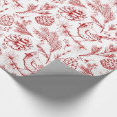 Eleganter Roter Kardinal Bird, Pine and Winter Ber Geschenkpapier (Ecke)