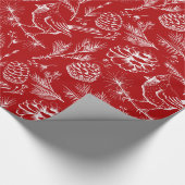 Eleganter Roter Kardinal Bird, Pine and Winter Ber Geschenkpapier (Ecke)