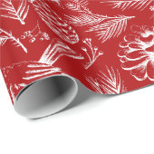 Eleganter Roter Kardinal Bird, Pine and Winter Ber Geschenkpapier (Rolleneckpunkt)
