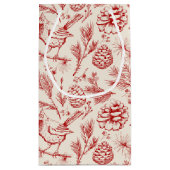 Eleganter Roter Kardinal Bird, Pine and Winter Ber Kleine Geschenktüte (Rückseite)