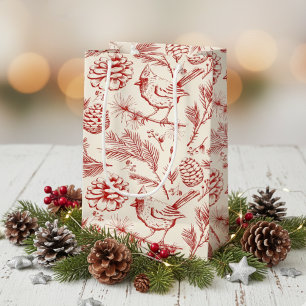 Eleganter Roter Kardinal Bird, Pine and Winter Ber Kleine Geschenktüte