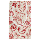 Eleganter Roter Kardinal Bird, Pine and Winter Ber Kleine Geschenktüte (Vorderseite)