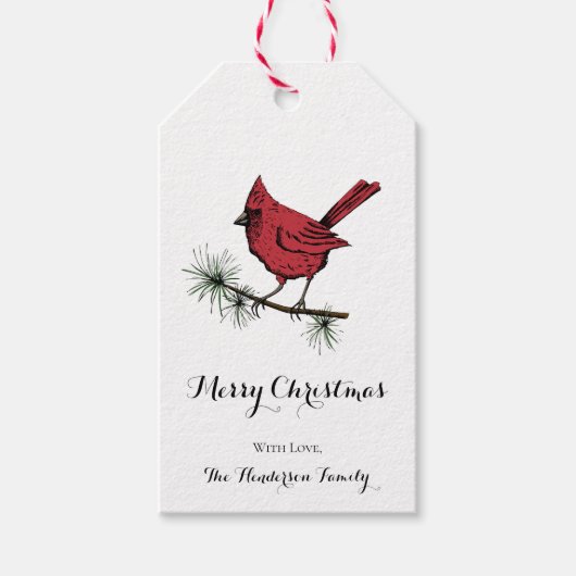 Eleganter Roter Kardinal Bird Weihnachten Geschenkanhänger (Vorderseite)